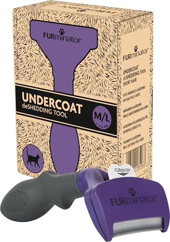 FURminator deShedding Tool Katzen Größe M,L Kurzhaar - Katzenbürste für mittelgroße und große Katzen zur Entfernung der Unterwolle