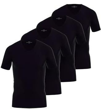Götzburg 4er Pack Herren Kurzarm Business Unterhemd mit V-Ausschnitt (DE/NL/SE/PL, Alphanumerisch, 5XL, Regular, Regular, schwarz-dunkel-Uni)