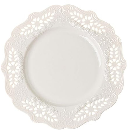 Cabilock Piatto in Ceramica Dal Design Unico Da 8 Pollici Con Motivo Bianco Per Snack Torte Frutta E Feste