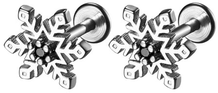 JewelryWe Helix Piercing Knorpel Ohrringe: Schneeflocke Chirurgenstahl Tragus Piercing Knorpel Ohrpiercing Schraube Ohrstecker Klein Barbell Conch Piercing Labret Ohr Schmuck Silber für Damen Mädchen