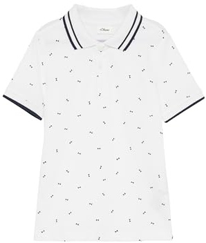 s.Oliver Poloshirt mit Kontrast-Details und All-Over-Print weiß 92/98