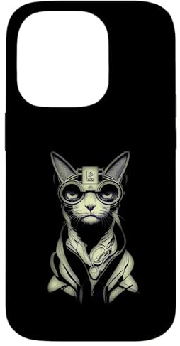 iPhone 14 Pro Steampunk Cat Wearing Vr Headset With Cat Ears Case