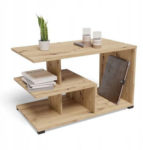 MATKAM Couchtisch Texas EX3, H55 x B90 x T51 cm, Moderne Wohnzimmertisch aus 18mm Laminat, Stilvoll (Artisan Eiche)