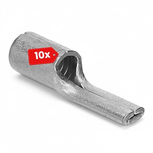 Kalitec 10x Stiftkabelschuh 16mm² Unisoliert - Kupfer Kabelschuh Verzinnt | Stiftverbinder aus hochreinem Kupfer, Quetschverbinder für Autobatterie, 28mm lang, temperaturbeständig bis 150 °C