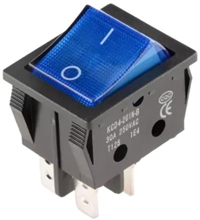 5 uds KCD4 30A 250V interruptor basculante 25x31mm ON-OFF 2 posiciones 4 pines con interruptor de encendido de luz(4P2T blue light)
