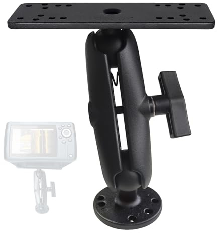 Beigaoxu Supporto per ecoscandaglio in lega di alluminio con sfera da 3,8 cm, staffa elettronica marina, resistenza alla corrosione dell'acqua di mare, compatibile con Garmin, Lowrance, Humminbird e