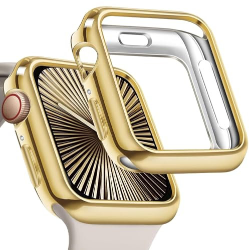 Xiciki Schutzhülle für Apple Watch SE/6/5/4,Hülle für Apple Watch 40/44mm,Stoßfeste 360° Rundumschutz mit Weiche TPU Gold,Universalgehäuse für iWatch Series 6 5 4 SE