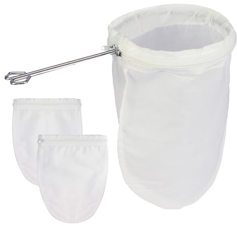 NbutWynee Fine Mesh Strainer, 3Pcs Reusable Cloth Strainer Bags with Stainless Steel Handle, Nut Milk Bag, Juice Strainer for Kitchen