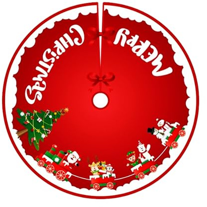 YOOSI Gonna Albero di Natale 90cm Decorazioni Natalizie, Tappeto Albero di Natale Gonna Base Tappetino Copertura per Decorazione Capodanno Casa Festa Forniture