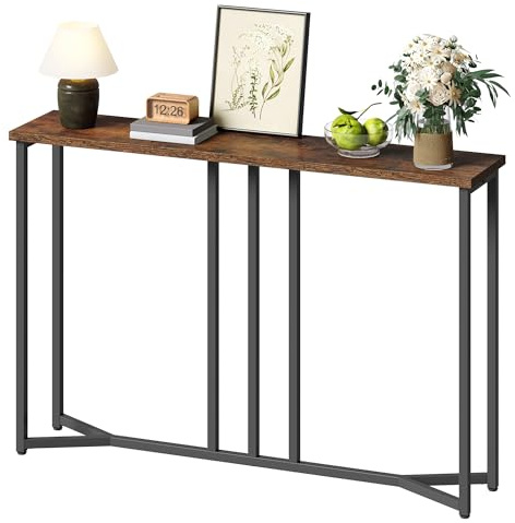 YITAHOME Konsolentisch, 100CM Flurtisch Schmal, Schwarz und Braun | Sofatisch, Beistelltisch, Schmales Regal, Console Table für Wohnzimmer, Flur, Eingangsbereich, einfache Montage