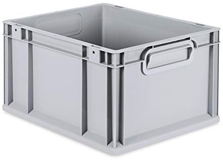 aidB Eurobox NextGen Grip, 400x300x220 mm, Griffe geschlossen, robuste Plastikbox aus Kunststoff mit ergonomischen Griffen, stapelbare Kunststoffkiste, ideal für die Industrie, 1St.