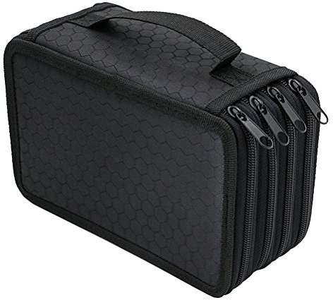 NUOLUX 72-Hole Pencil Bag Black Federmäppchen Mäppchen 4-Fach Stifte Organizer FüR Schule BüRo Und Reisen ReißVerschluss Federtasche FüR Bleistifte Gelstifte Und Aquarellstifte