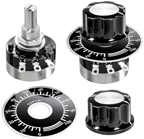 Taiss 2pcs RV24YN20S 10K Potentiometer Single Turn Carbon Film Rotary Taper Potentiometer Used for Inverter speed regulation Motor speed control + 2pcs A03 knob + 2pcs dials (B103 10K ohm)