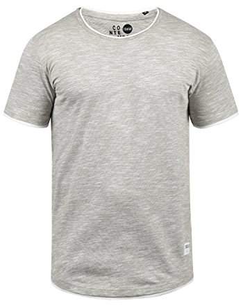 !Solid Rigos Herren T-Shirt Kurzarm Shirt Mit Rundhalsausschnitt Im Double-Layer-Look Aus 100% Baumwolle, Größe:L, Farbe:Monument (2545)