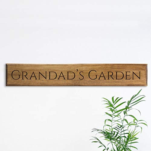 PERSONALISED ENGRAVED WOODEN GARDEN SIGN - Ideal present for Grandad/Dad/Christmas also house sign/house name Size: 60 x 9.5 x 2cm