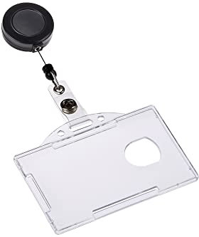 EUROPEL Einziehbare Schlüsselanhänger mit offener Ausweishülle aus Hartplastik (10er Pack) | Offener Kartenhalter | 54 x 85 mm, 121288