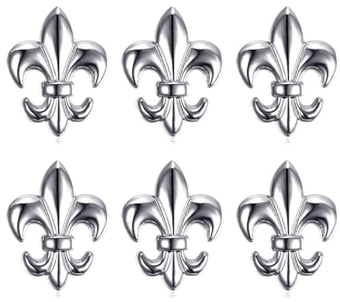 BOBIJOO JEWELRY - Lot de 6 Pin's Epingle Broche Fleur de Lys Laiton Argenté