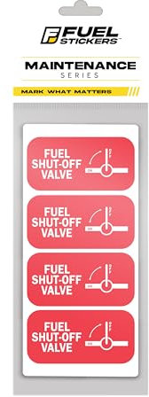 Fuel Shut Off Sticker (Small) | Fuel Shut Off Sign | for Small Engines, Fuel Powered Machinery, and Equipment - Heavy-Duty, Weatherproof, Ultra Durable – USA Made (2x1 inch), 4 Labels