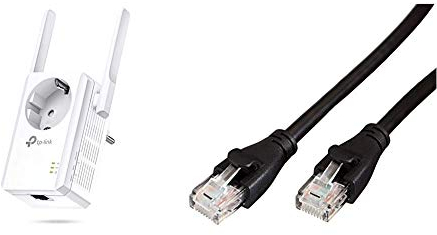 TP-Link TL-WA860RE WLAN Repeater mit Steckdose & Amazon Basics Ethernet-Netzwerkkabel, RJ45, Cat6, 3 m, 1.000Mbit/s