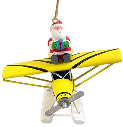 Wowser Cast Resin Santa Claus on Float Sea Plane Hanging Christmas Tree Ornament, 3 1/2