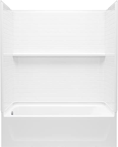 Kohler Traverse 71570110-0 U-Bahn-Fliesen-Badewanne/Dusche mit linkem Abfluss, 152,4 x 76,2 cm, Weiß