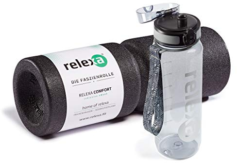 Relexa Comfort Duo - Set Aus Faszienrolle & Trinkflasche 800ml - Für Beweglichkeit & Fitness-Training Ergänzung - Angenehmes Material & Recyclebar