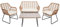 Mendler Polyrattan Garnitur HWC-G17a, Garten Sofa Set Sitzgruppe Stuhl, Seil - naturfarben, Polster Creme ohne Dekokissen