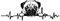 Finest Folia Aufkleber Herzschlag Tiere Breite 27cm Lifeline Heartbeat Deko Sticker Selbstklebend für Auto Kühlschrank Laptop Autoaufkleber K150 (Schwarz Glanz, 21 Mops)