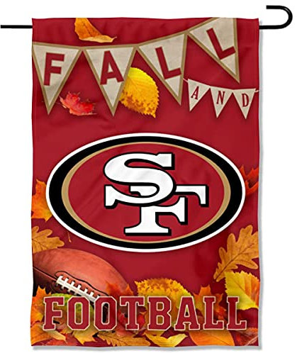 WinCraft San Francisco 49ers Fall Leaves Decorative Football Garden Flag Double Sided Banner
