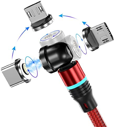 Magnetisches Ladekabel 3A Schnelles Aufladen & Datensynchronisation 1M/2M Magnet-USB-Kabel 360°+180° Drehen Magnetisch 3 in 1 Magnetkabel für Alle Android Phone/Micro USB/Typ C/USB C Smartphones