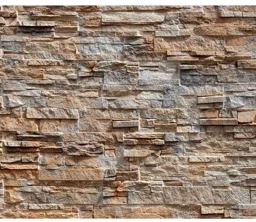 decomonkey Fototapete selbstklebend Steinwand Stein 441x315 cm XXL Selbstklebende Tapeten Wand Fototapeten Tapete Wandtapete klebend Klebefolie Ziegel Ziegelstein