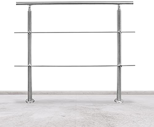 Jiubiaz Treppengeländer 160cm, Geländer Edelstahl Handlauf Wandhandlauf Innen & Außen, mit 3 Querstreben