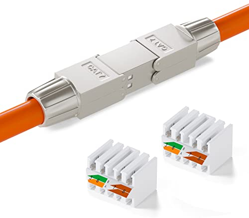 HB-DIGITAL 1x CAT 7 LSA werkzeugloser Netzwerkkabel Verbinder CAT 7 STP feldkonfektionierbare Kupplung Adapter Verlängerung für LAN Verlegekabel Ethernet Installationskabel