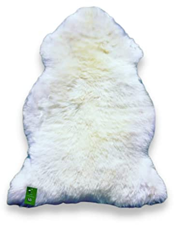 Premium Lammfell aus Merino 110 x 70 cm – Erhältlich in vielen Farben – Sehr pflegeleicht – Gemütlich und wärmend – Strapazierfähig – Lange Haltbarkeit (weiß)