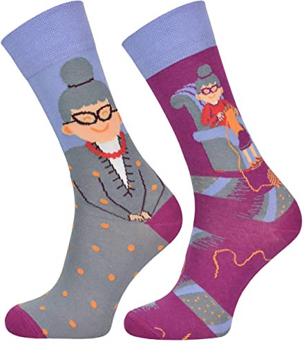 TODO Lustige Socken Herren und Damen, Coole Socken mit Motiv - Bunte, Mehrfarbige, Verrückte (35-38, Oma)