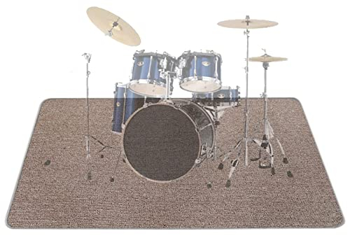 PPGE Schlagzeug Teppich 200x160, Schallschutz Teppich Schlagzeug, Schlagzeugteppich Groß, rutschfeste Matte Trommel Teppiche, Schalldammung Boden, Antivibrationsmatte Klavier (Color:Braun)