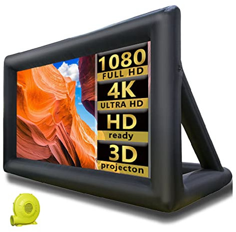 WGIA 26ft Outdoor Inflatable Movie Screen, Blow Up Projector Screen with Air Blower, Tie-Downs, Repair Kit & Storage Bags, Support Front & Rear Projection Best for Movie Nights Backyards Pool Party