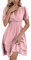MAFA Vestiti Casual da Donna Estivi Autunno Elegante a Pois Abito a Maniche Lunghe Vestito Scollo V Abiti Corto con Volant e Vita Alta A-rosa S