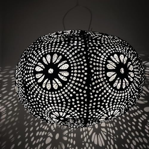 Solar Lampion mit Motiv - Ovale - 35 B x 35 H - Schwarz