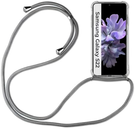 Hülle Kompatibel mit Samsung Galaxy S22 | Handykette Smartphone Halskette Hülle mit Band | Handyhülle mit Kordel zum Umhängen Kompatibel für Galaxy S22 | Grau