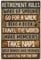 Oldies Reirement Rules Wake Up Smiling Go for A Walk Poster, Geschenke für Männer, Frauen, Zuhause, Geschenk, Hof, Neuheit, lustiges Feiern, Hofposter, Metallschilder, Kunst, Wanddekoration, 30,5 x 40