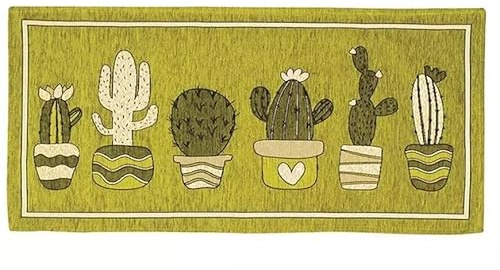 Generico Tappeto cucina cactus Made in Italy con retro antiscivolo lavabile lavatrice : Colore - Verde Mela, Misura - 57x240