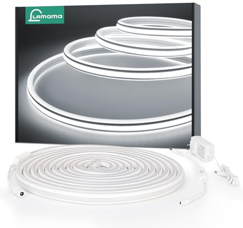 Lamomo LED Unterbauleuchte 2M Weiß, 6000K Led Lichtleiste Küche, 24V Silikon Strip Streifen Weiß Flexibel, LED Leiste unter Schrankbeleuchtung für Innen Regale,Vitrinen,küchenlicht