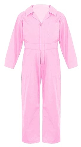 iEFiEL Jungen Mädchen Mechaniker Kostüm Klempner Overall Langarm Jumpsuit Bankräuber Kostüm Kinder für Fasching Arbeitsoverall Maleranzug Rosa 158-164