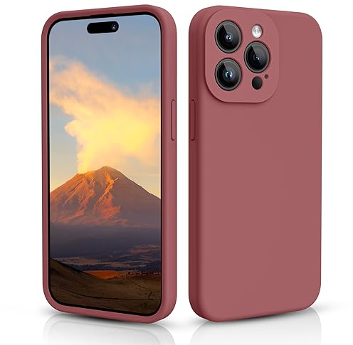 CALOOP, Flüssige Silikonhülle für iPhone 15 Pro, individueller Schutz für jedes Objektiv, vollständig abgedeckt, verdicktes Gummi, stoßfeste Handyhülle, 6,1 Zoll (Hellbraun)