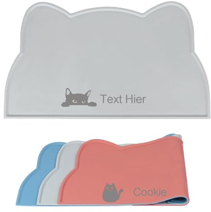 Napfunterlage Katzen, OXYEFEI Personalisiert Hundematte Silikon mit Name&Muster Wasserdicht Cleany Hundenapf Unterlage Vermeiden Auslaufen für Katzennapf Futternapf Wassernapf