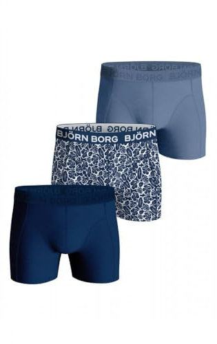 BJÖRN Borg Herren Boxershorts 3er Pack - Cotton Stretch Boxer, Logobund Blau/Weiß XL