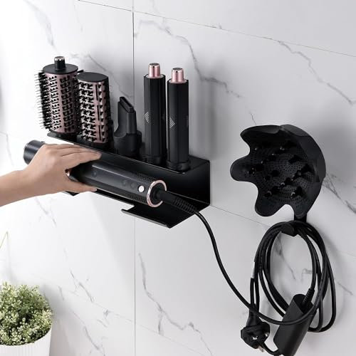 GENCAM Airwrap Wall Mount Organizer for Shark Flexstyle, Aluminum Alloy Storage Holder for Shark 430/440 Flexstyle, Wall Mount Holder for Shark Flexstyle and Attachments (black)