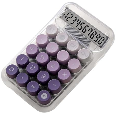 Ronyme Mechanical Keyboard Calculator Clear Handheld,Easy to Read with Display Desk Calculator for Daily and Basic Office School, Violet