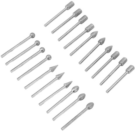 Juego de Tallado de Piedra, 20 Piezas, Accesorios para Herramientas Rotativas, Fresas de Diamante para Pulir, Pulir y Cortar